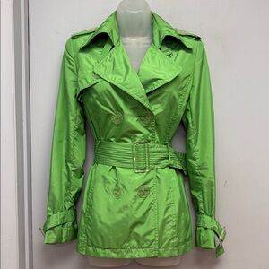 Carlisle Belted Trench Coat | Bright Green | Size 2 | Double Breasted